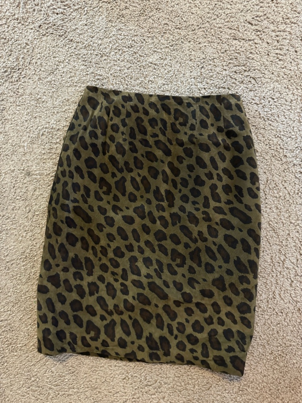 Carlisle Olive and Black Leopard-Print Pencil Skirt